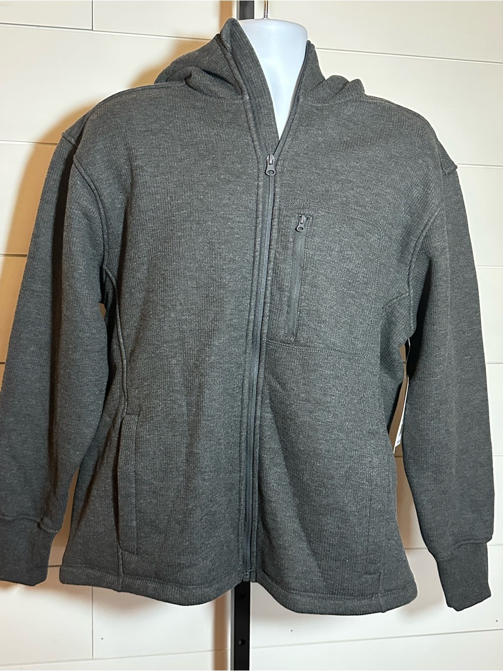 Men's Gray Full-Zip Hooded Jacket